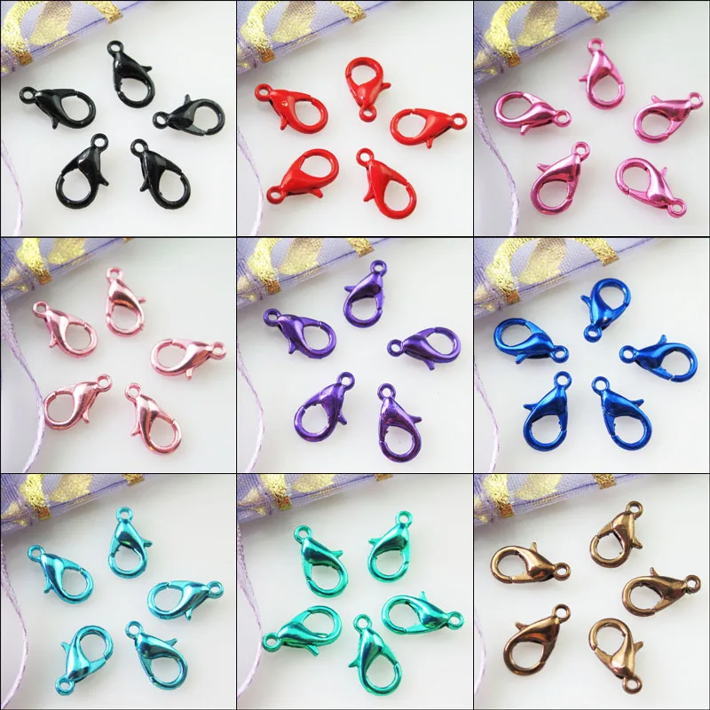 

Fashion 20Pcs Lobster Clasps Connectors Black Red Blue Pink Green Brown Mixed 7x12mm
