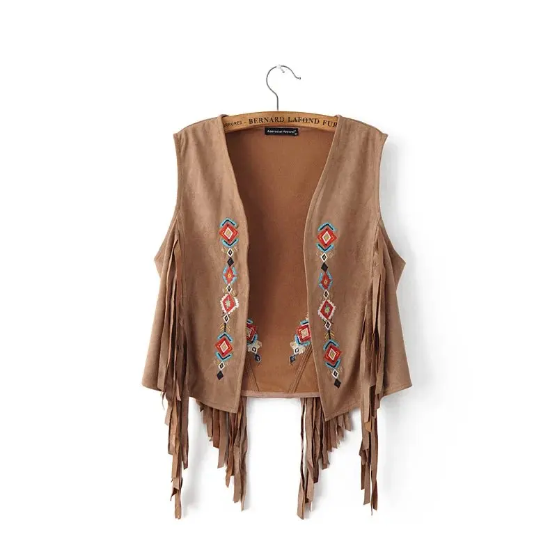 Women suede vest summer 2018 new arrival embroidery black waistcoat