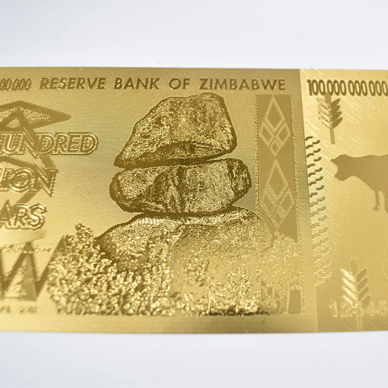 Золото 100 триллионов Золотая фольга коллекции золотых банкнот в Zimbabwe вийском