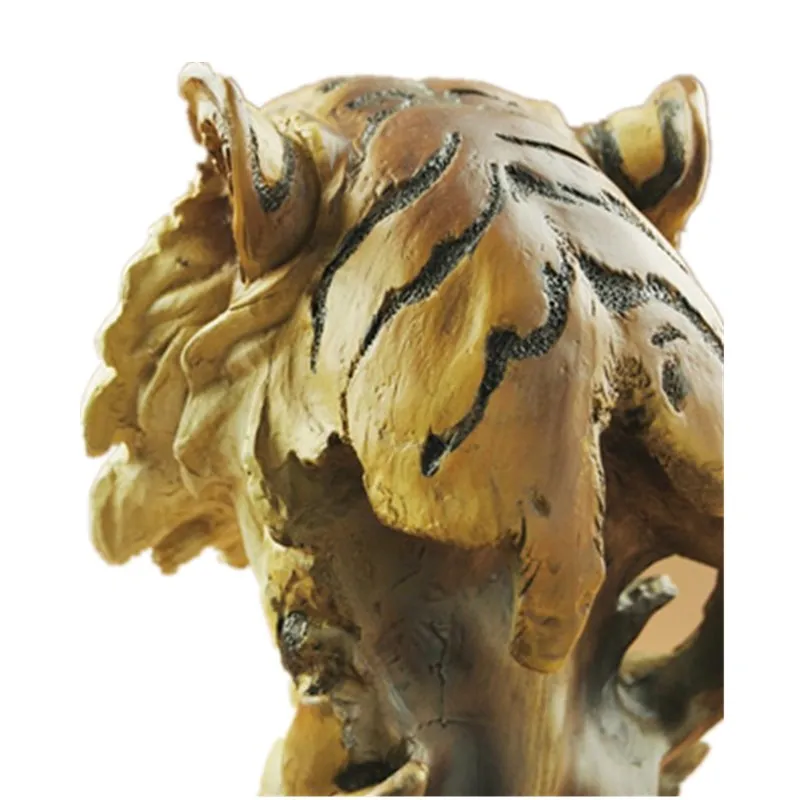 Искусственная древесина голова тигра статуя животных декоративная статуэтка Смола искусство и ремесло украшение дома R48