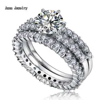 

A Timeless Designer Stainless Steel Ring,With 3 Rows Clear Stones,Never Change Color.Finest CZ Diamonds Stones Ring For Women