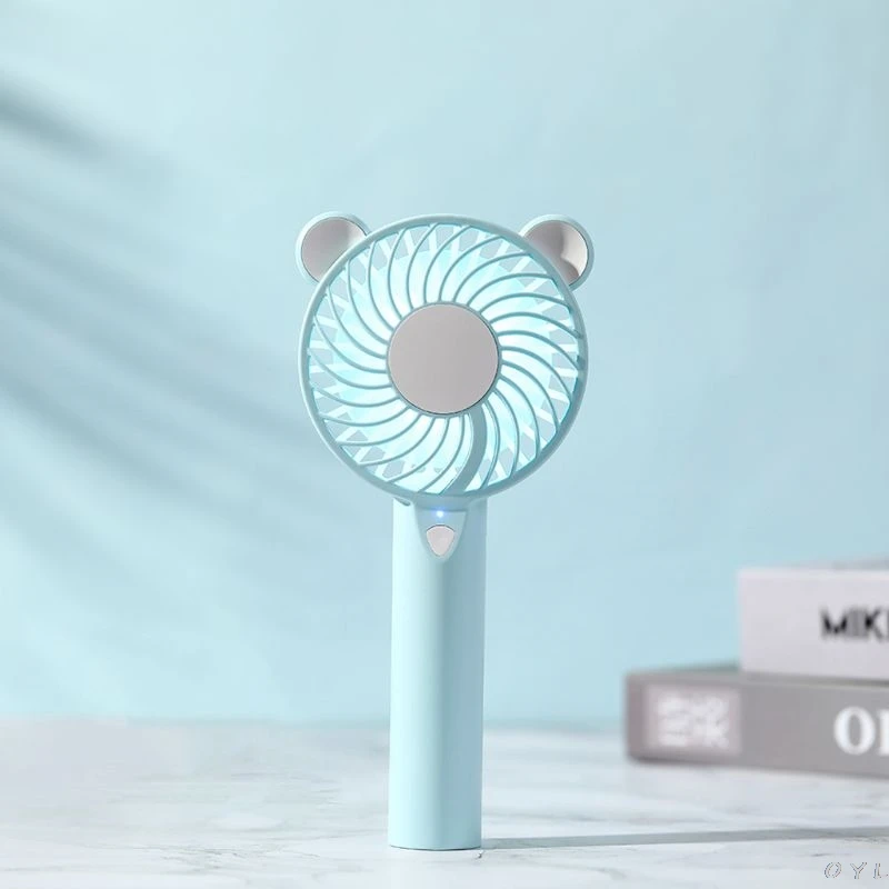 Милый медведь мультфильм ручной USB Перезаряжаемый вентилятор с светодиодный светильник кулер портативный 3 скорости Регулируемый Настольный вентилятор охлаждения