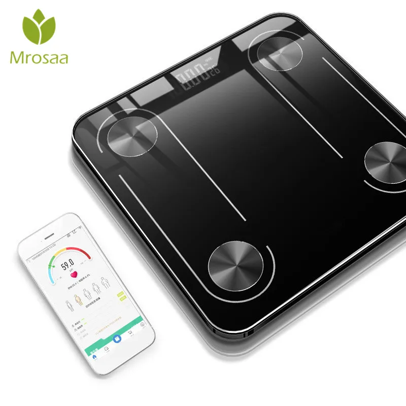 

Bluetooth-Scales Floor Body Weight Balance Bathroom Scale Scientific Smart Backlit LED Display Body Fat Scale BMI USB Charging