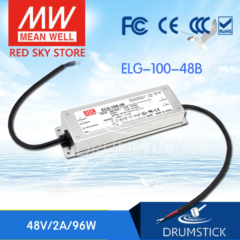 

MEAN WELL ELG-100-48B 48V 2A meanwell ELG-100 48V 96W Single Output LED Driver Power Supply B type