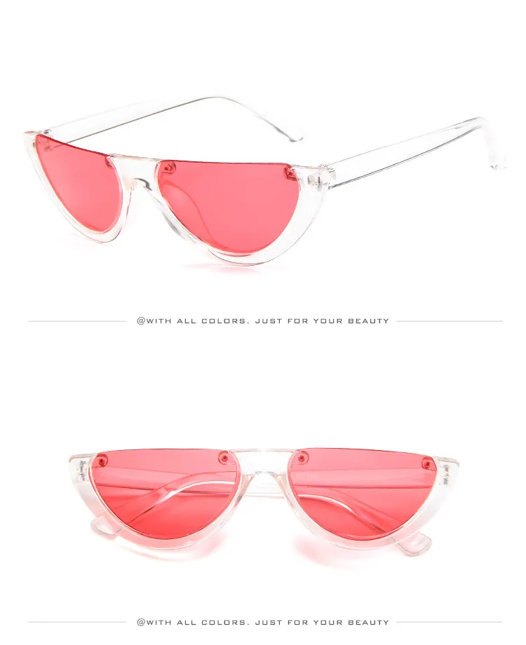 Новые винтажные женские солнцезащитные очки в полуоправе кошачий глаз маленькие черные белые красные цветные прозрачные мужские и женские солнечные очки UV400