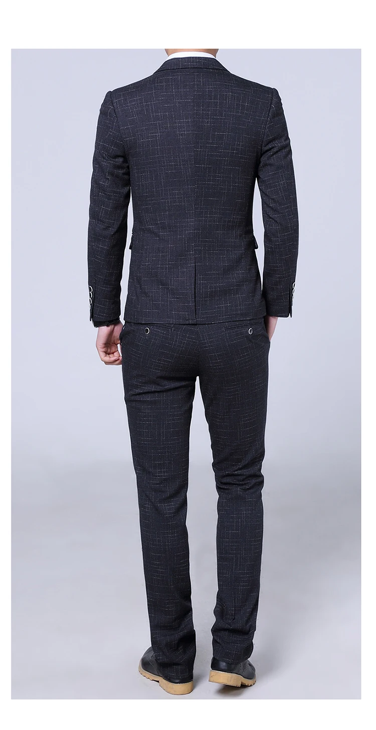 Бизнес Свадебные Для мужчин s 3 предмета Комплект (куртка + Штаны + жилет) полосатый сетчатый Блейзер Пальто Для мужчин и жилет брюки S-5XL