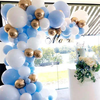 

1set Macaroon White Blue Chrome Gold Balloons Arch Wedding Party Decoration Latex Air Balls Garland Birthday Engagement Supplies
