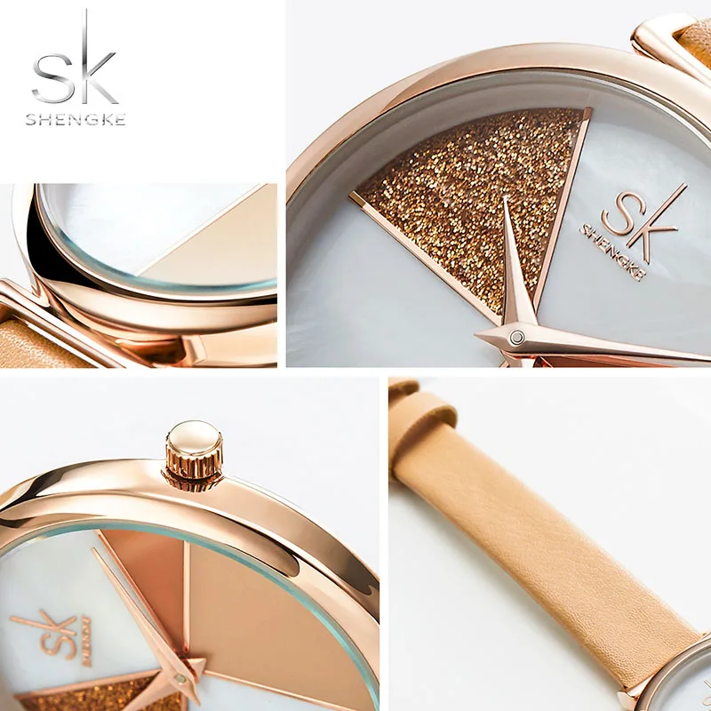 SK роскошные кожаные часы для женщин SHENGKE креативные Модные кварцевые часы для Reloj Mujer женские наручные часы relogio feminino