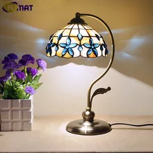 Настольная лампа FUMAT, 8 дюймов, синий сиреневый корпус, средиземноморская спальня, светильник, европейская классика, пасторальная настольная лампа