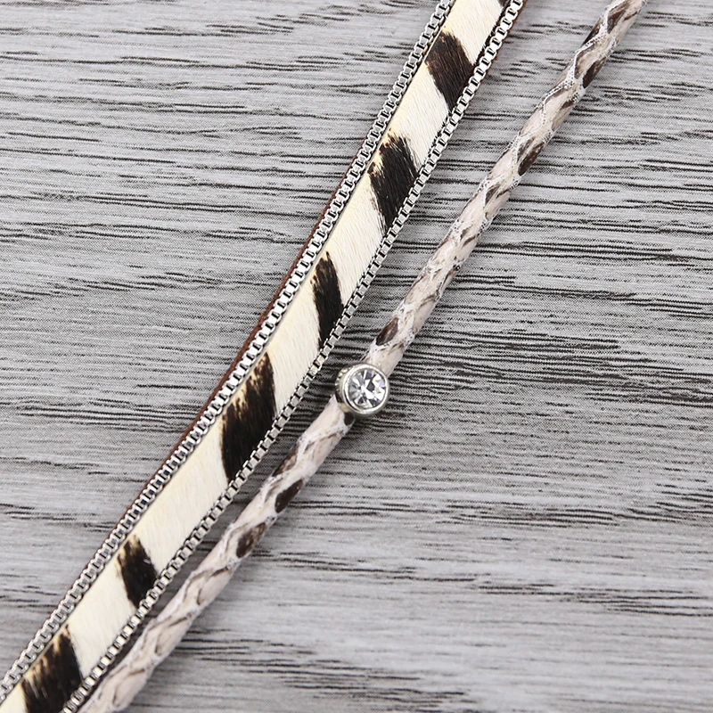 STRATHSPEY многослойные кожаные браслеты для женщин с животным принтом винтажный браслет с горным хрусталем ювелирные изделия