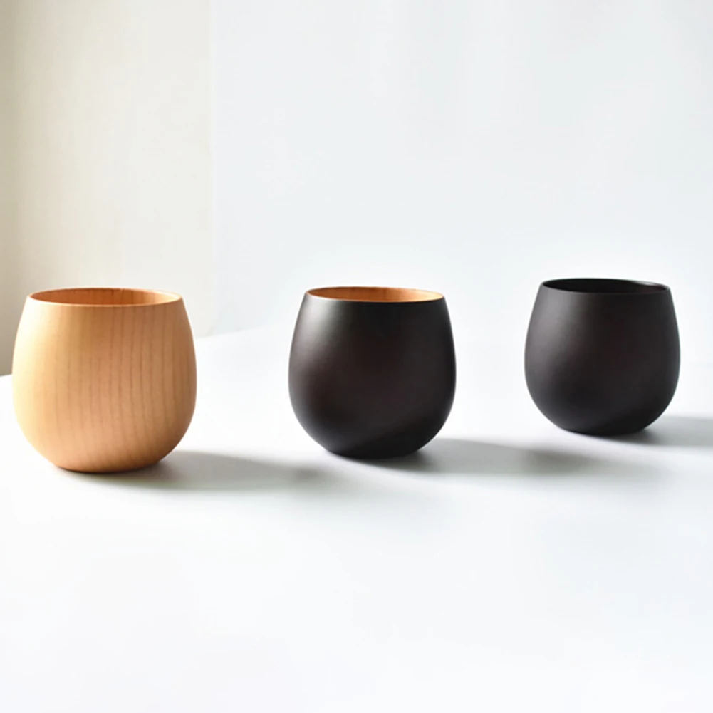 Coffee Tea Cup 300ml Wooden Big Belly Handmade Natural Spruce Wood