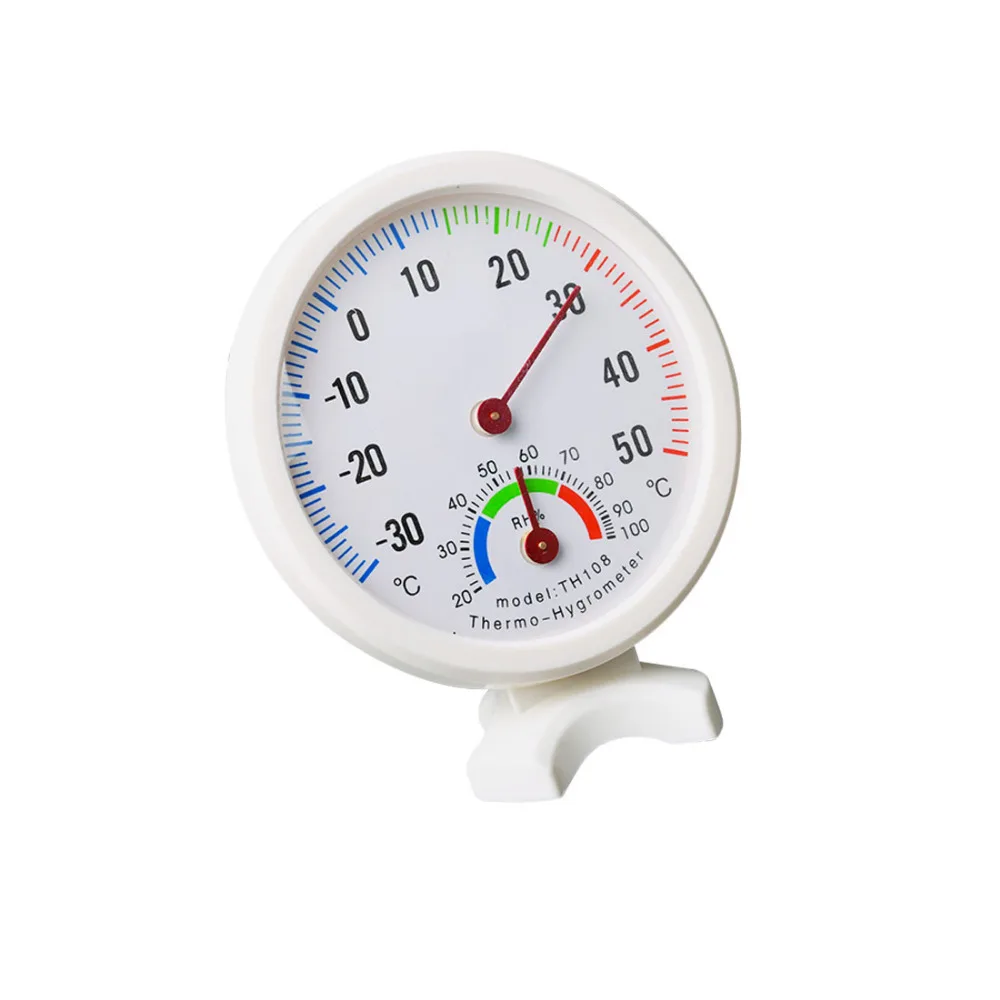 

Thermometer Hygrometer Mini Round Clock-shaped Measuring Indoor Outdoor Wall Temperature Humidity Thermometer Meter Gauge