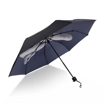 

1Pcs Black Folding Automatic Umbrella Luxury Sunscreen Umbrella Ladies Men'S Personality Painted Middle Finger Umbrella