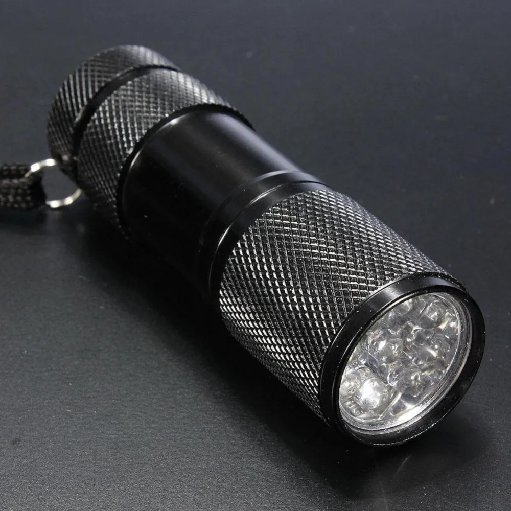 Портативный мини 9 СВЕТОДИОДНЫЙ алюминиевый УФ ультрафиолетовый фонарь, светильник-вспышка, фиолетовый светильник, AAA лампы черного цвета