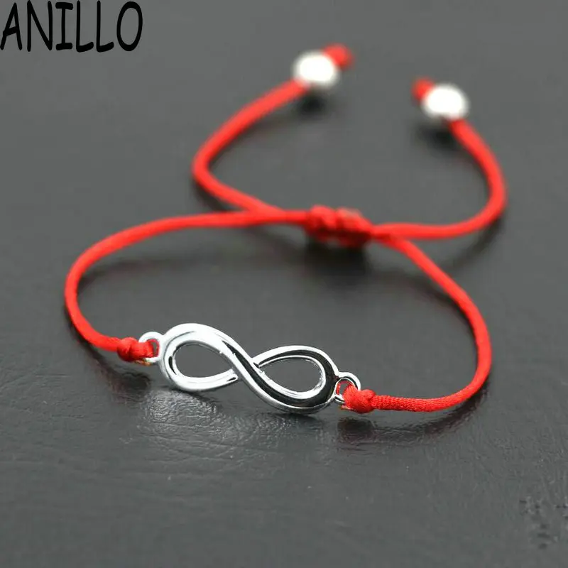 Anillo Для женщин Infinity 8 Браслет Любители Лаки красный Нитки строка Браслеты веревки