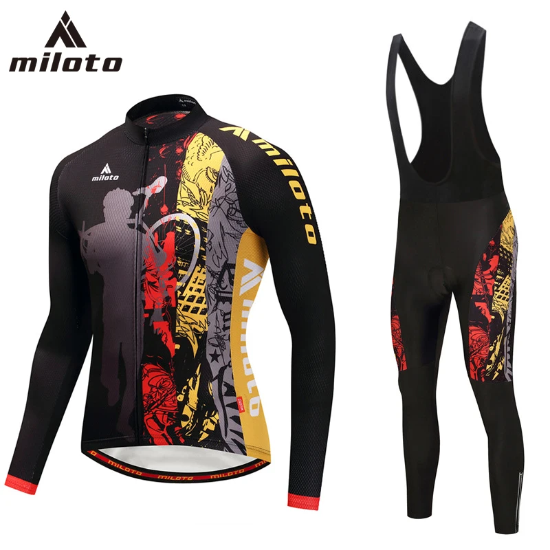 

MILOTO Custom Cycling jersey Men's Pro team MTB Road Cycle Clothing Suits uniforme ciclismo Male Long Sleeves Cycling Set S-5XL