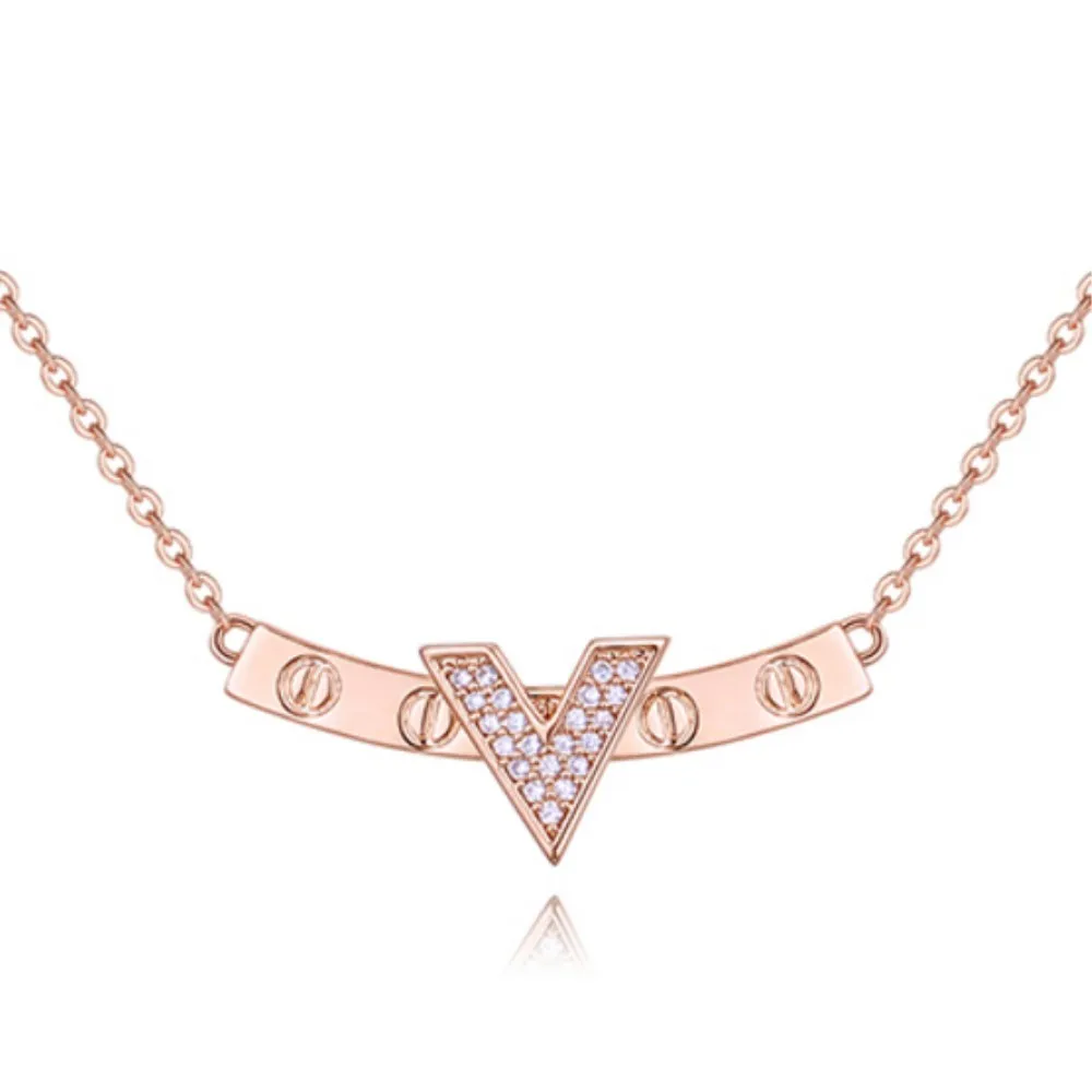 MS Betti первоначальное ожерелье буквы V бар кулон ожерелье Bijou День Святого Валентина подарок AliExpress 2018