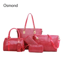 Osmond Bolso de La Manera Bolsos Crossbody Del Bolso + Messenger Bag + Wallet + Embragues del Día del Patrón de Escamas de Pescado de la Señora Regalos 6 unids/set