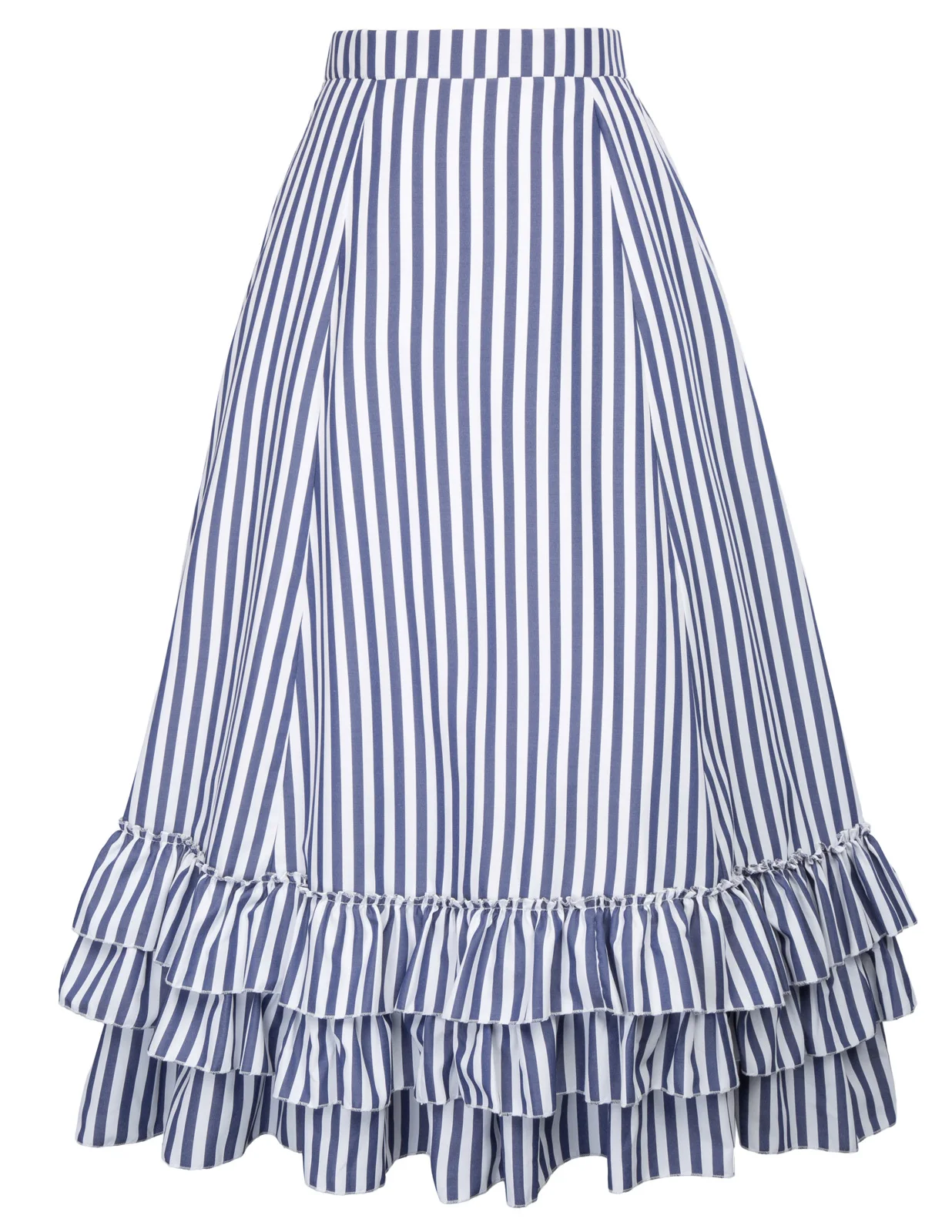Юбки для женщин с оборками плиссированные дизайн Ретро Винтаж Готический стиль стимпанк вечерние в черно-белую полоску суета юбка falda - Цвет: Blue White