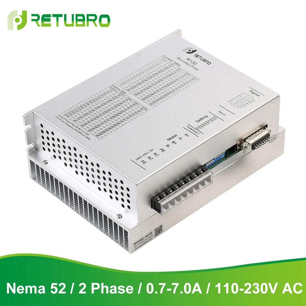 

RETUBRO High Performance Nema 51 52 Stepper Motor Driver cnc R130 AC Supply 110-230V 0.7-7.0A