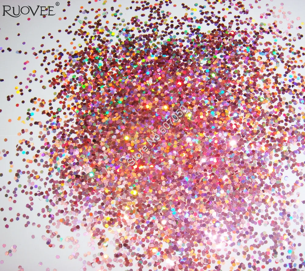 

50g/bag 1mm(1/24")Laser Holographic Rose Pink Dazzling Hexagon Glitter Paillette Spangles Shape for DIY Nail Art&Glitter Crafts