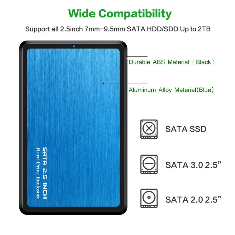 Чехол для жесткого диска 2 5 дюйма USB 3 0 Sata 6 ТБ протокол UASP алюминиевый корпус и АБС