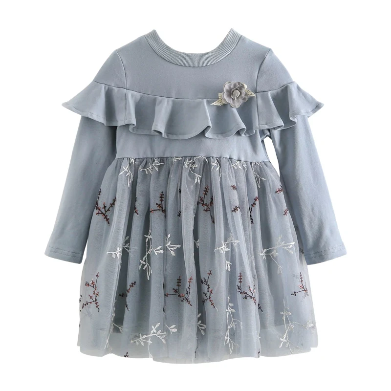 

Children Long Sleeve Dress Baby Girls Clothes 2019 Autumn Spring Kids Dresses Girls Sweet Mesh Princess Dress