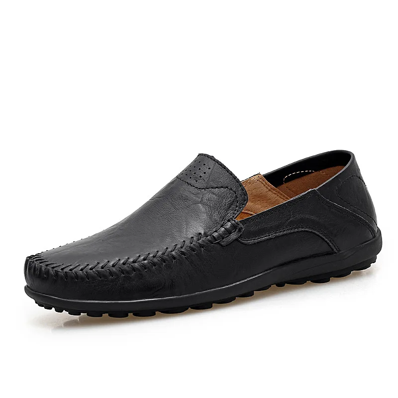 

2018 Fall New Men's Business Casual Natural Leather Shoes Big Code 45-47 Youth Men Loafers Cow Leather