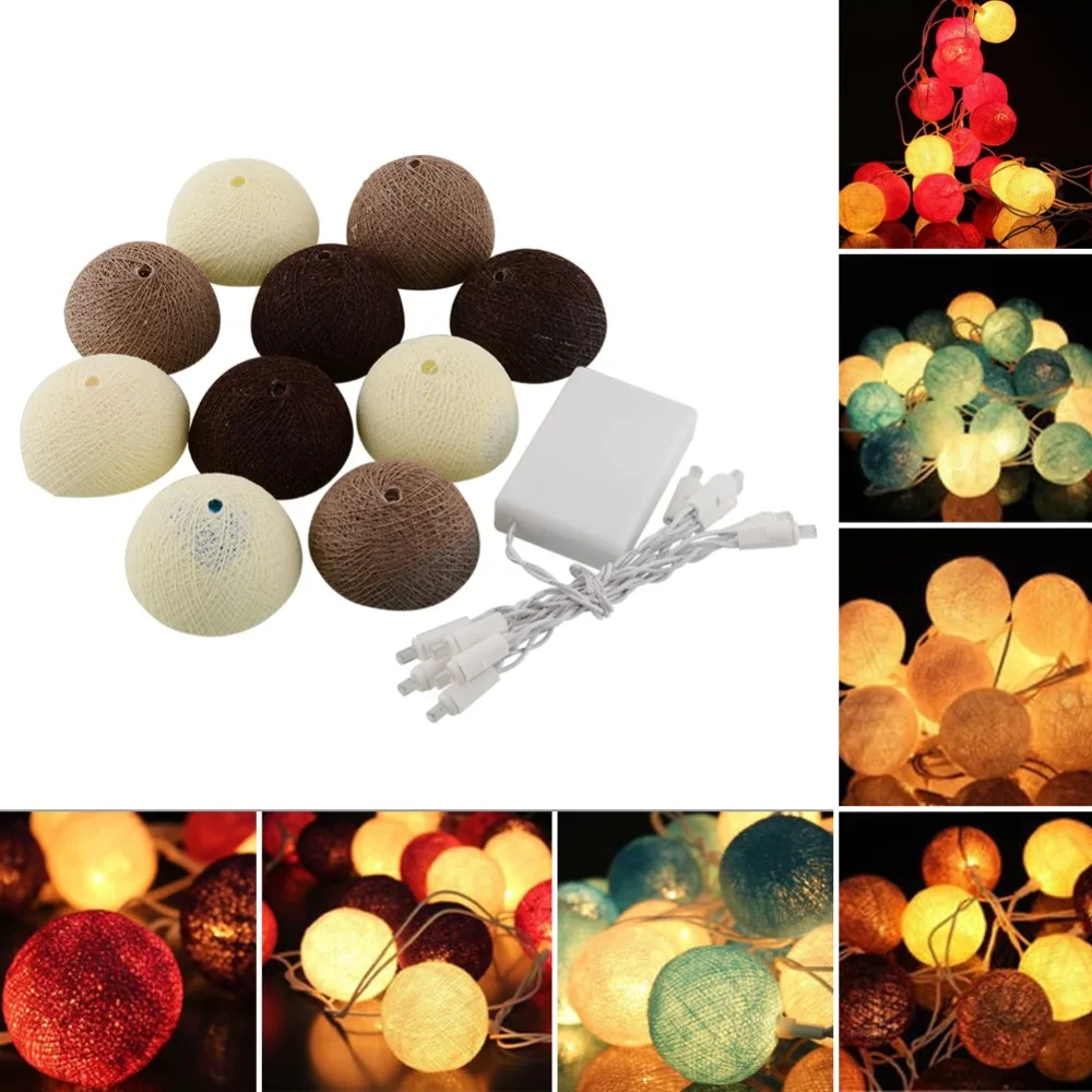 

10 Globes LED Cotton Christmas Ball Light Dry Battery 1.8M String Lights For Banquet Chrismas Trees Holliday Decorations Light