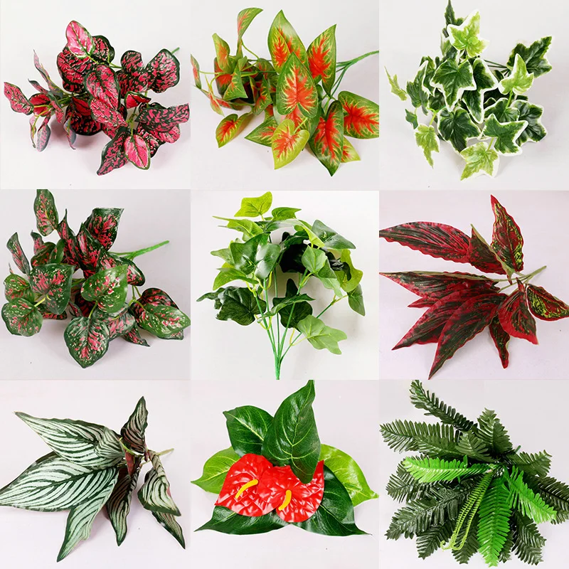 Green Artificial Leaf Decorative Fake Leaf Foliage Branch Silk And