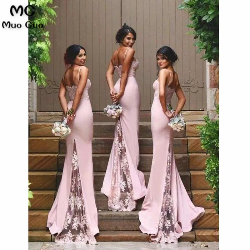 Spaghetti Strap Mermaid Bridesmaid Dresses Sexy Lace Bridesmaid Dresses
