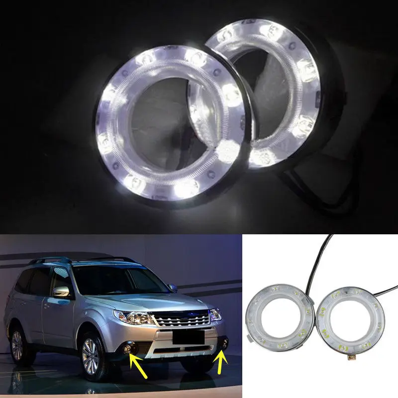 

2*For Subaru Forester 2009-2012 Front Fog Lamp Angel eye ring yellow turn signal