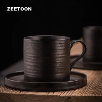 

150ml / 260ml Vintage Cup with Saucer Kit Ceramic Matte Drinkware / Master Breakfast Mik Juice Cups Handle Mug Japanese Style