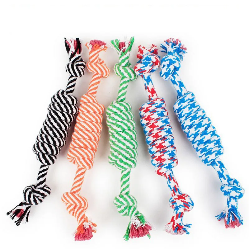 Rope Dog Toy Puppies Chew Tooth Cleaning Cotton Rope Braided Bone Shape