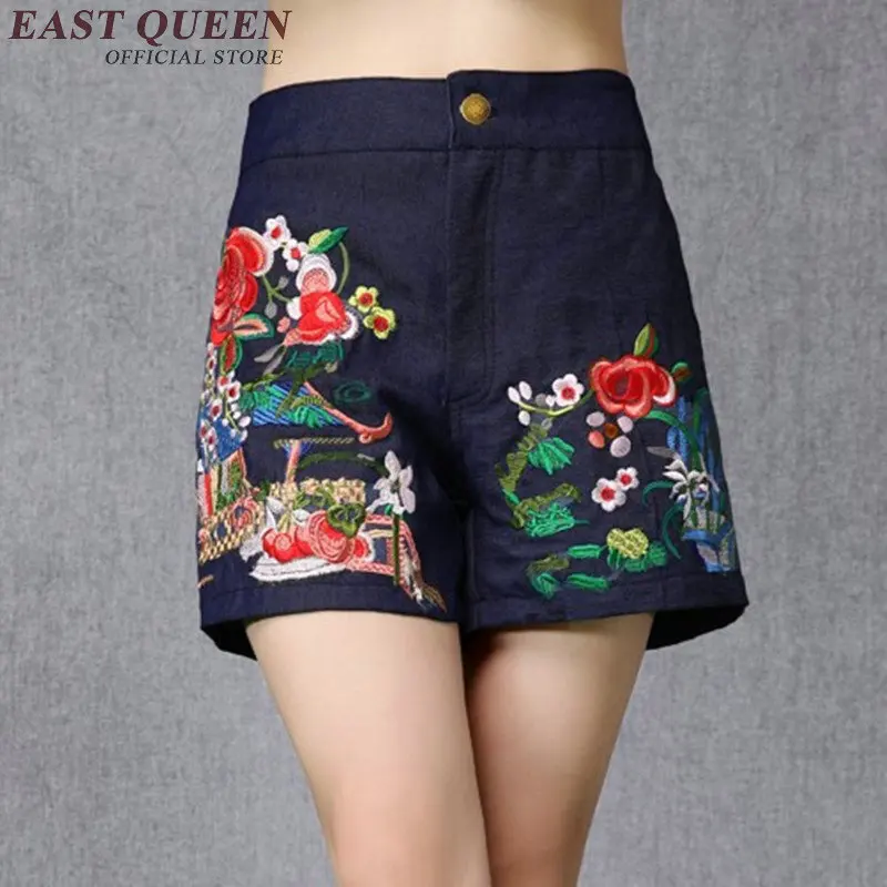

Black Chinese Pants Ethnic Shorts Female 2019 Summer Folklore Embroidery Vintage Pantacourt Button Online Chinese Store AA3914