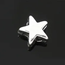 DoreenBeads цинк металлические бусины-вставки из сплава Звезда античный серебряный цвет около 6 мм(2/") х 6 мм(2/8"), отверстие: около 1,5 мм, 40 шт