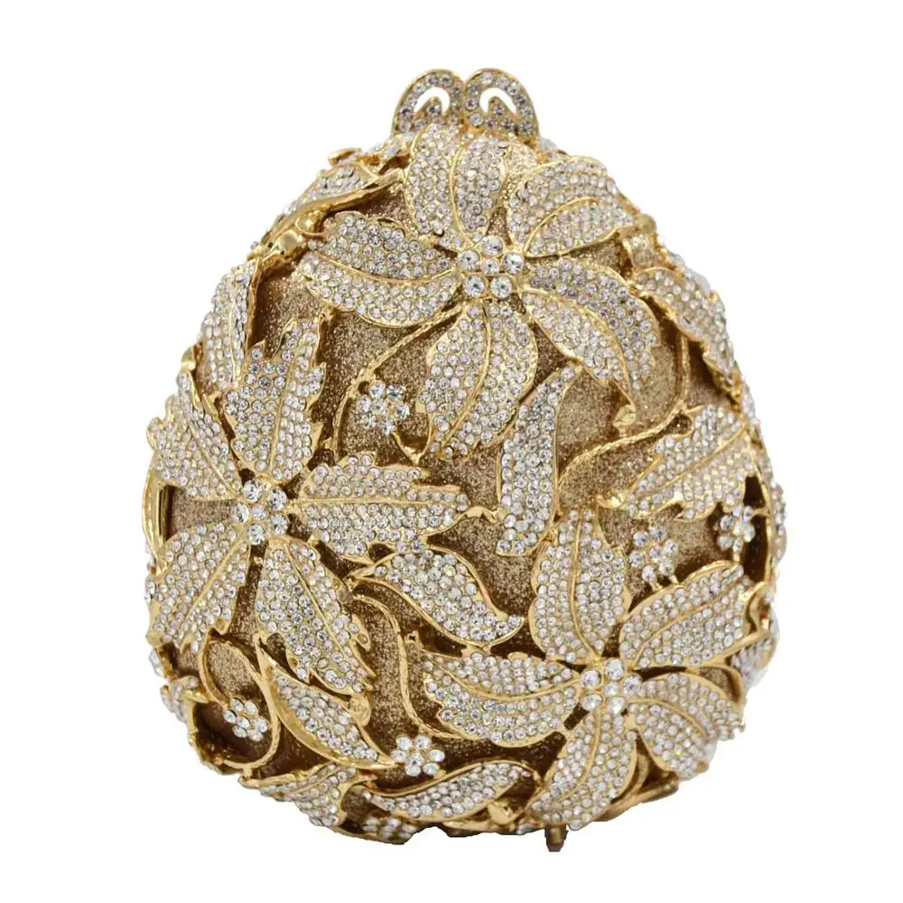 

Luxury Diamond Pebble Shape Metal Ladies Hand Bags Crystal Colorful Inlay Bridal Shoulder Handbag ChainShoulder Handbag