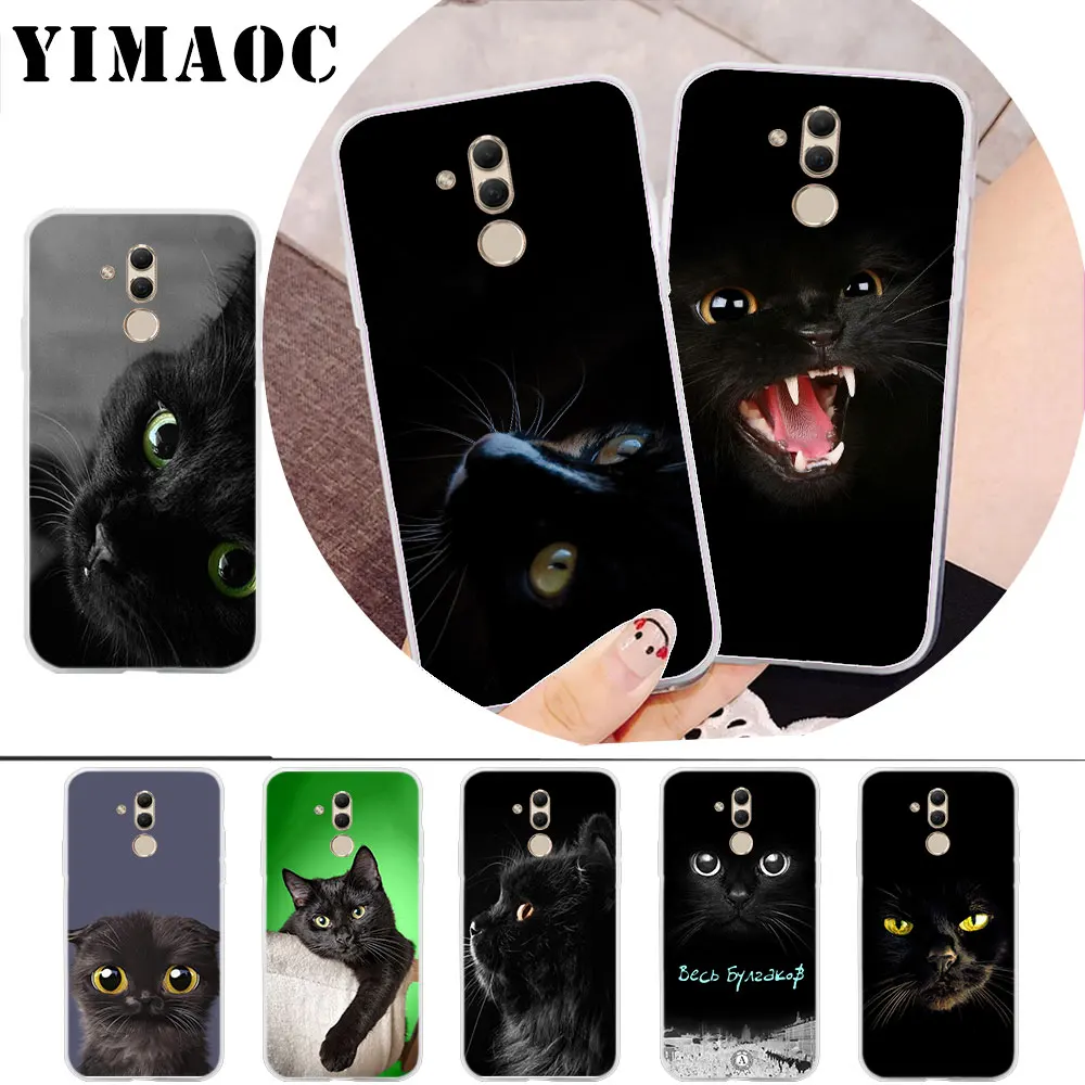 

YIMAOC Black Cat Staring Eye On Soft Case for Huawei Mate 20 10 Nova lite 3 3i 2i Y6 Y7 Prime Y9 Cover