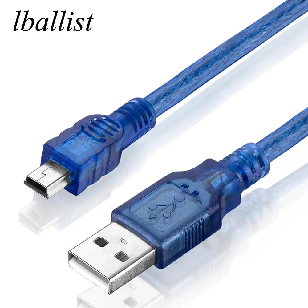 Lballist Mini 5Pin USB кабель USB 2,0 type A штекер для Mini 5P Мужской кабель для передачи данных двойной экранированный 30 см 50 см 1 м