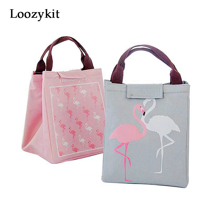 

Loozykit Cute Oxford Insulated Bag for Lunchbox Flamingo Picnic Lunch Box Organizer Bag Handbag for Storage Food Container 1PC