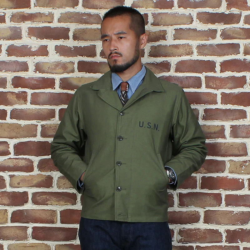 2018 N-4 メンズフィールドジャケット 1940 s USN AMRY 綿ヴィンテージ WW2 春秋デッキジップ N4 ジャケット軍服シャツトップ男性の場合トップス