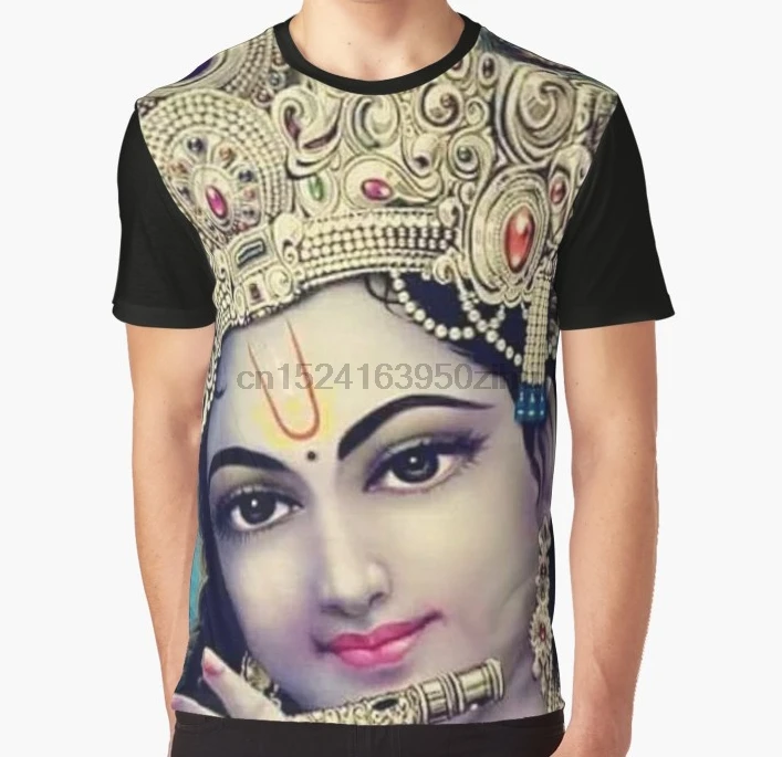 

All Over Print T Shirt Men Funny tshirt Krishna Hindu God Graphic T-Shirt