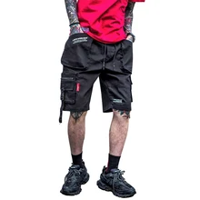 Летние штаны-шаровары, повседневные уличные короткие брюки, мужские шорты, боковой ремень, пряжка, карман, карго, мешковатые шорты, хип-хоп брюки