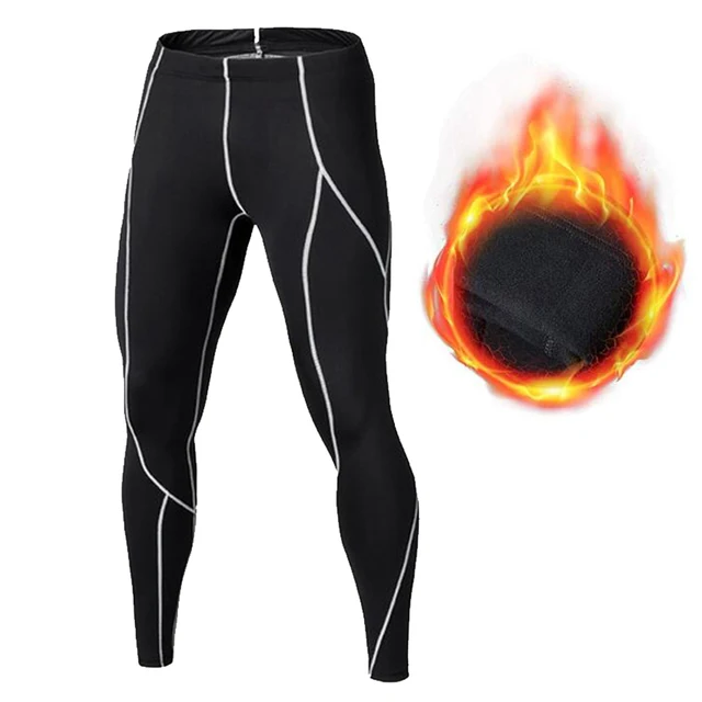 US $12.39 2019 Winter Warm Thermal Fleece Compression Tights Men Gym Fitness Crossfit Football Training Ski S