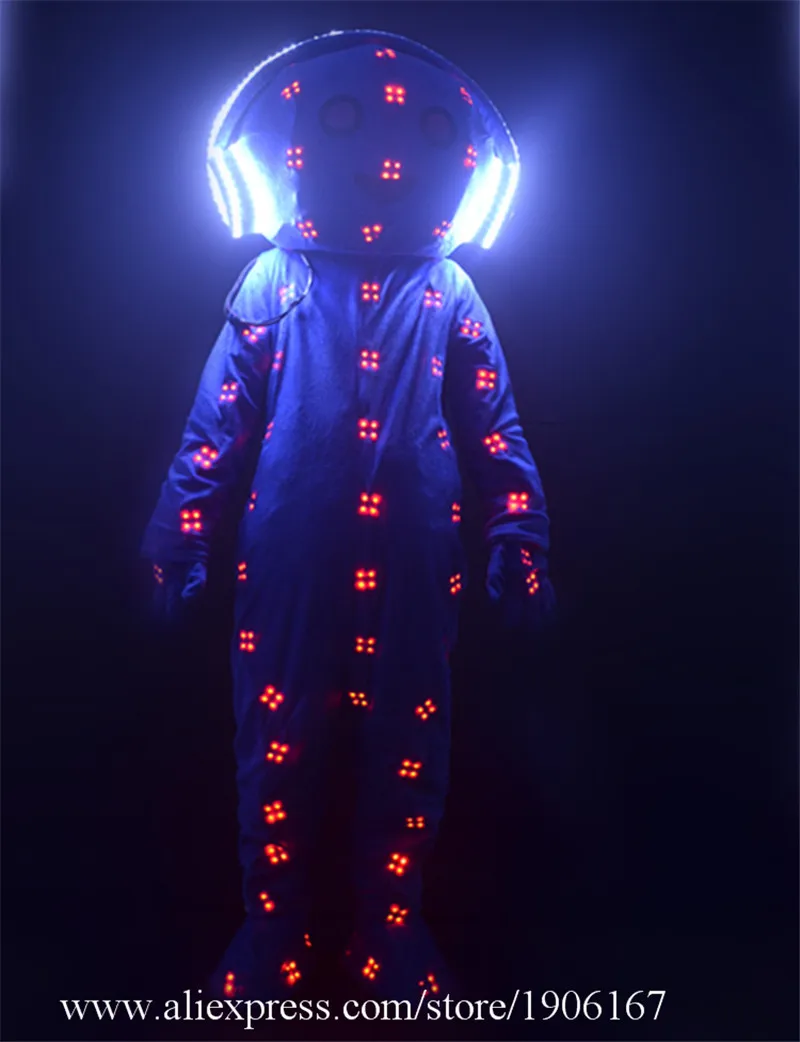 RGB colorful led costumes robot men stage show luminous light costumes dj wears outfits helmet big doll clothes glowing bar2