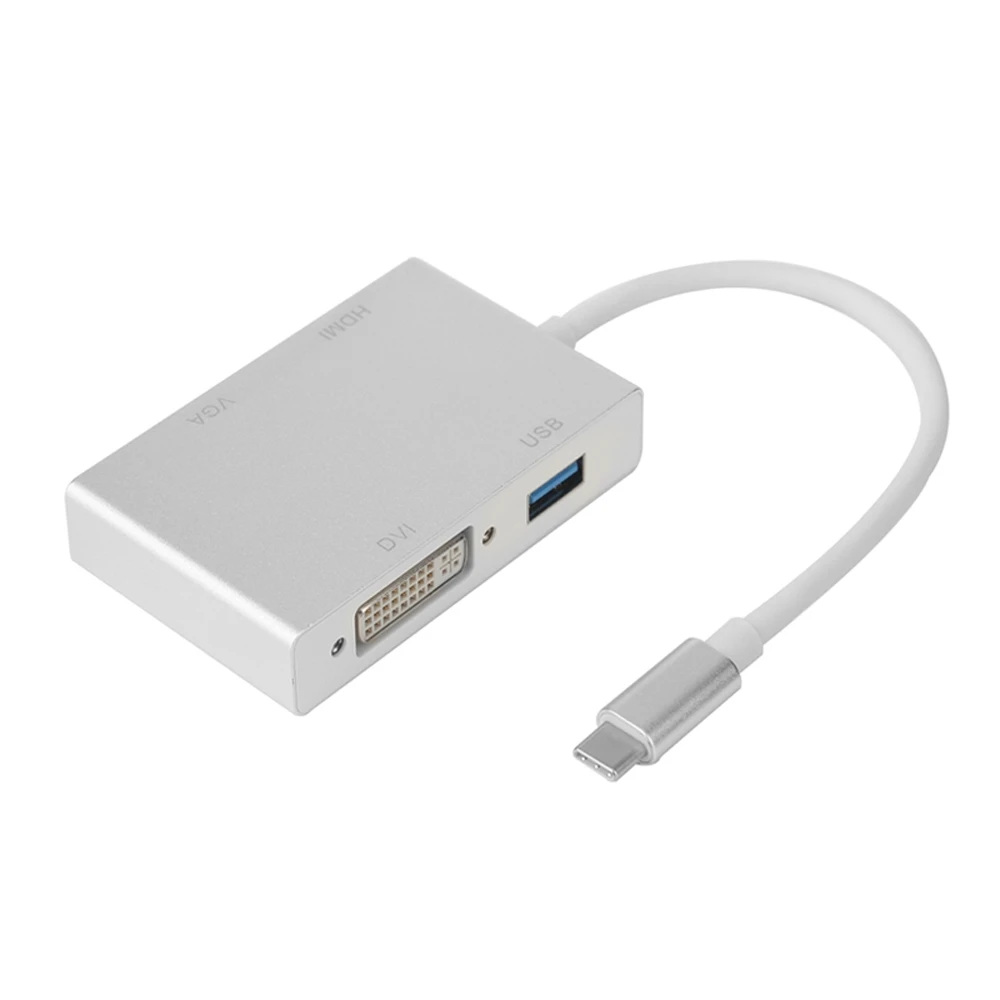 4 в 1 Тип C к HDMI VGA DVI USB3.0 адаптер USB 3 кабель конвертера для ноутбука Apple Macbook Google Chromebook