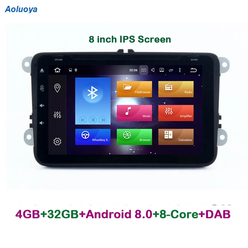 Aoluoya IPS 4 Гб ОЗУ 32 ПЗУ Восьмиядерный Android 8 0 автомобильный DVD GPS для VW Volkswagen Universal golf