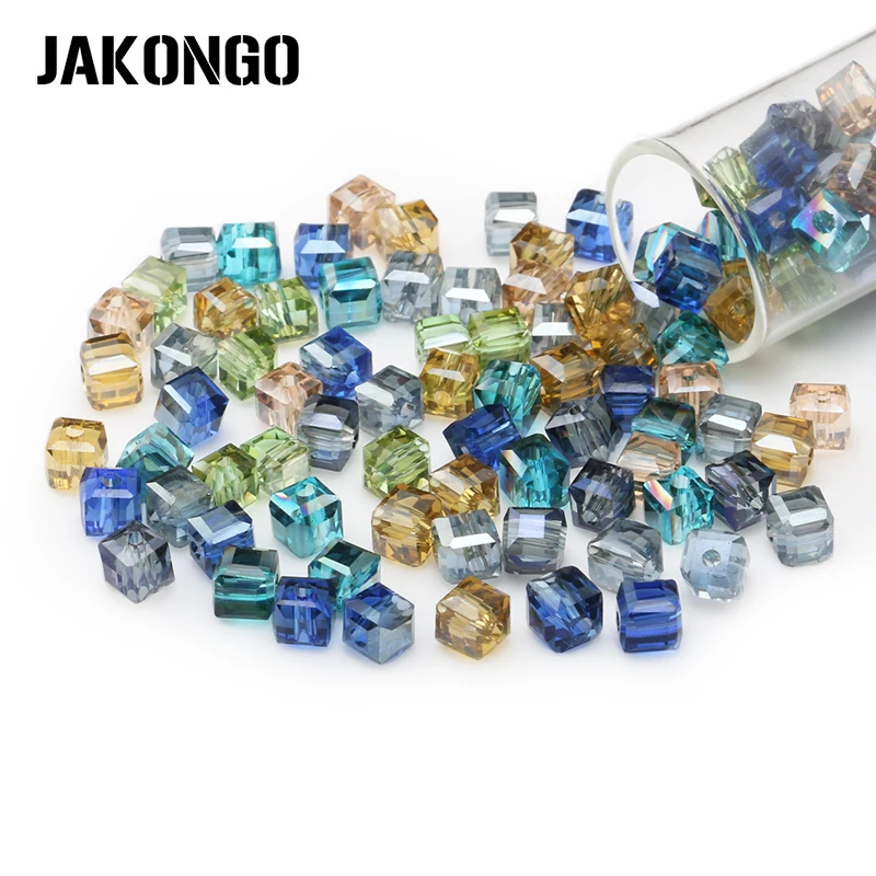 JAKONGO квадратные стеклянные бусины 4 мм AB эффектные для изготовления браслета DIY