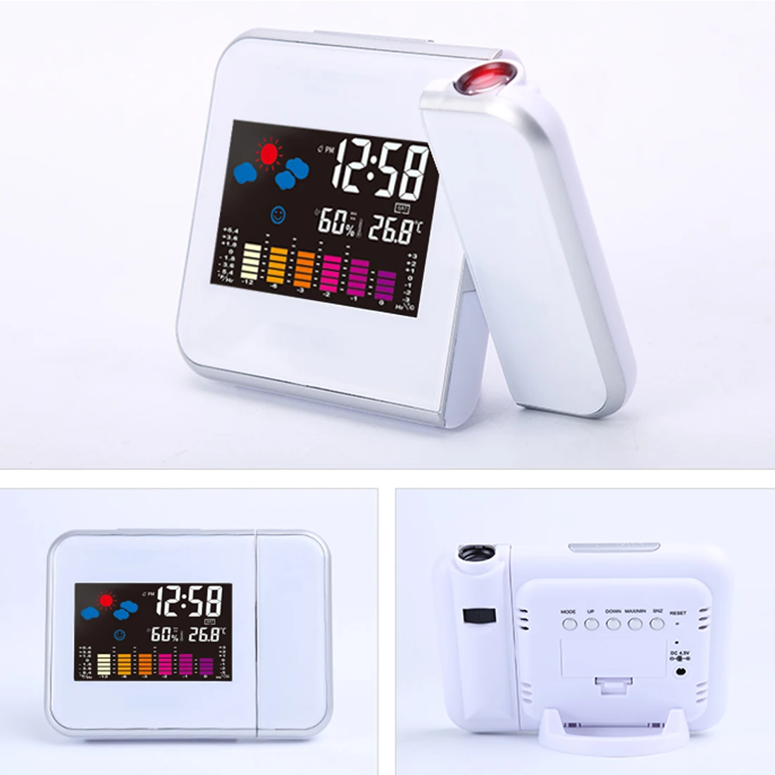 Цифровой проекционный Будильник Метеостанция с термометром влажности гигрометр/прикроватный будильник проектор часы