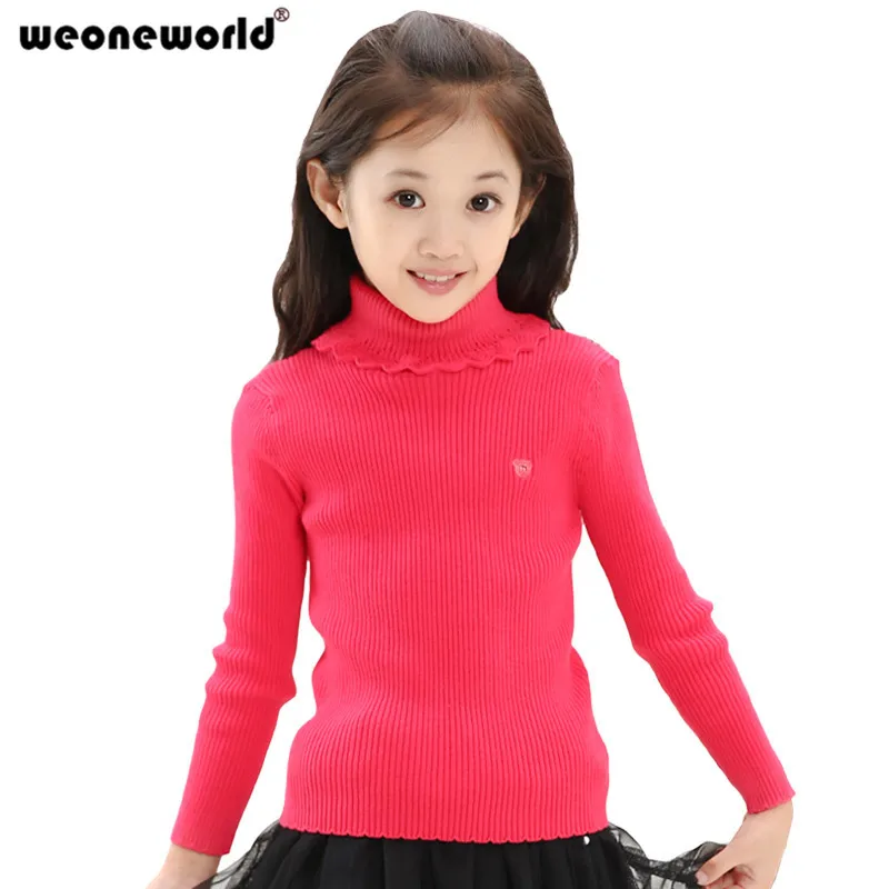 WEONEWORLD New Winter Spring Baby Girls Sweaters Kids Turtleneck Baby